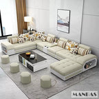 U-Shape Fabric Sofa with USB