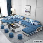 U-Shape Fabric Sofa with USB