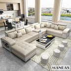 U-Shape Fabric Sofa with USB