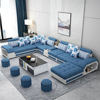 U-Shape Fabric Sofa with USB