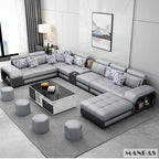 U-Shape Fabric Sofa with USB
