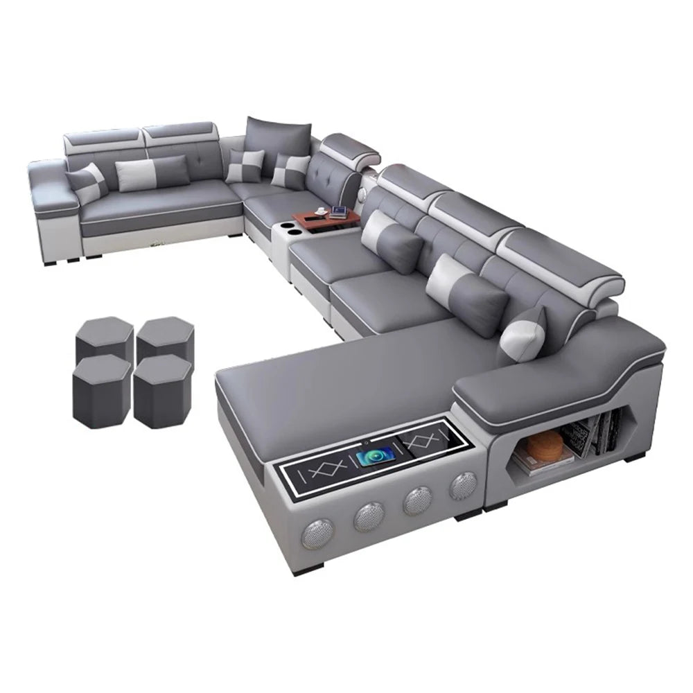 Modern Sectional Sofa with Bluetooth USB