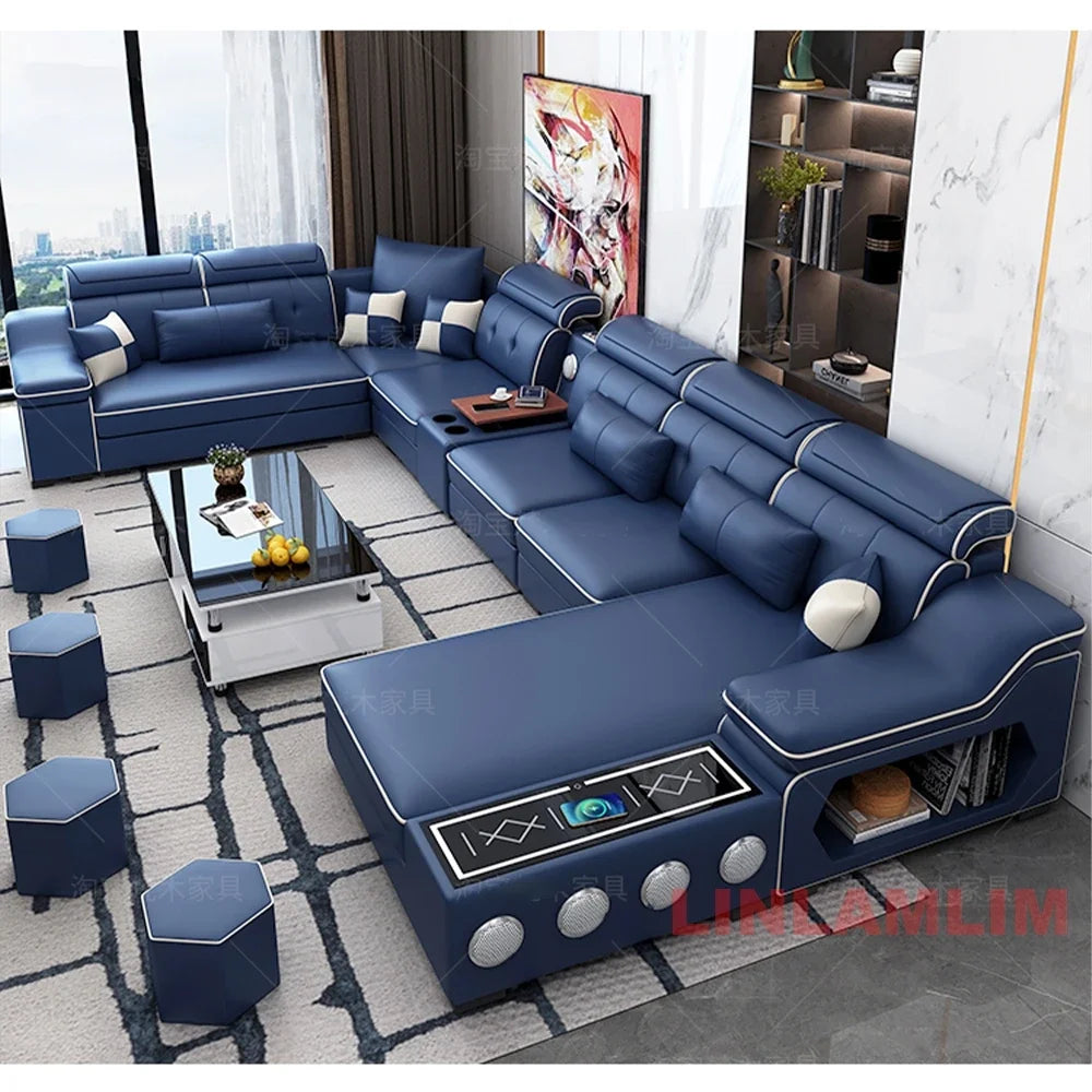 Modern Sectional Sofa with Bluetooth USB