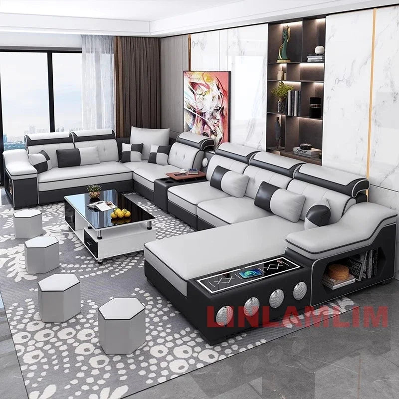 Modern Sectional Sofa with Bluetooth USB