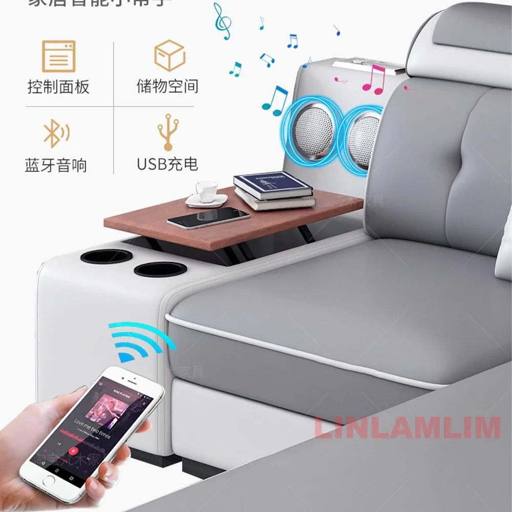 Modern Sectional Sofa with Bluetooth USB