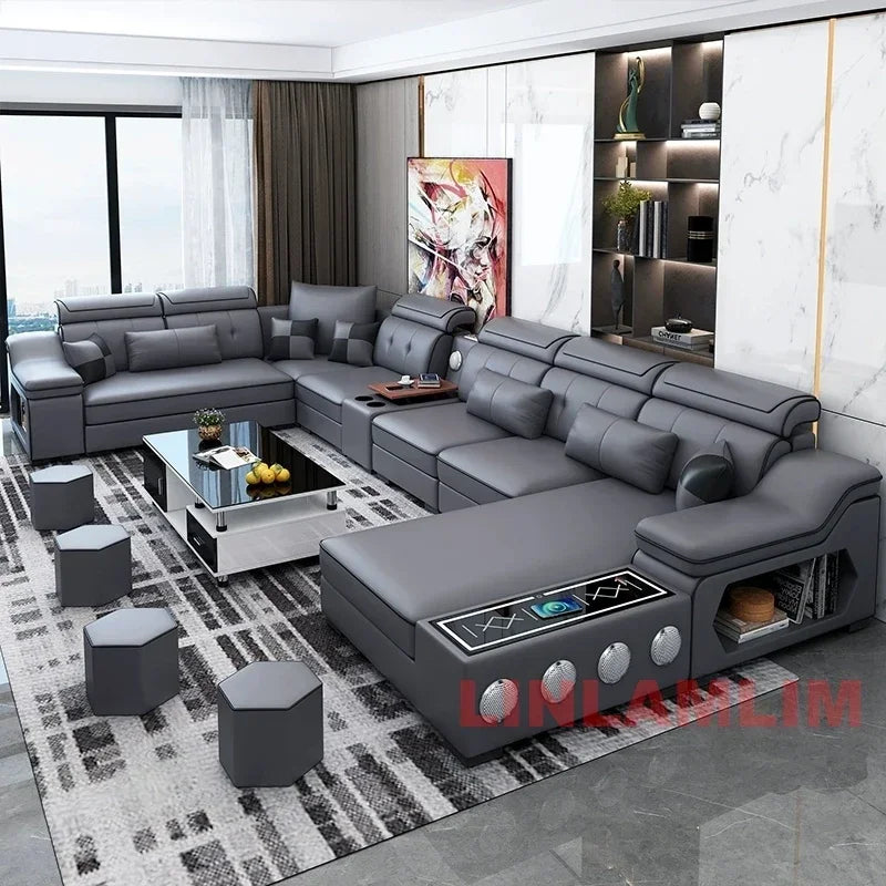 Modern Sectional Sofa with Bluetooth USB