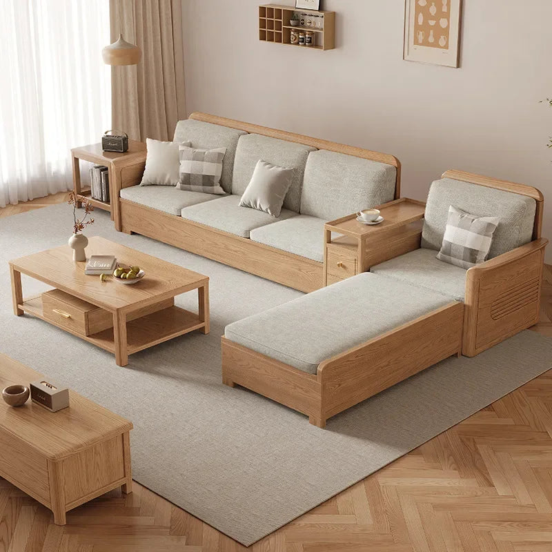 Nordic Ash Wood Fabric Sofa