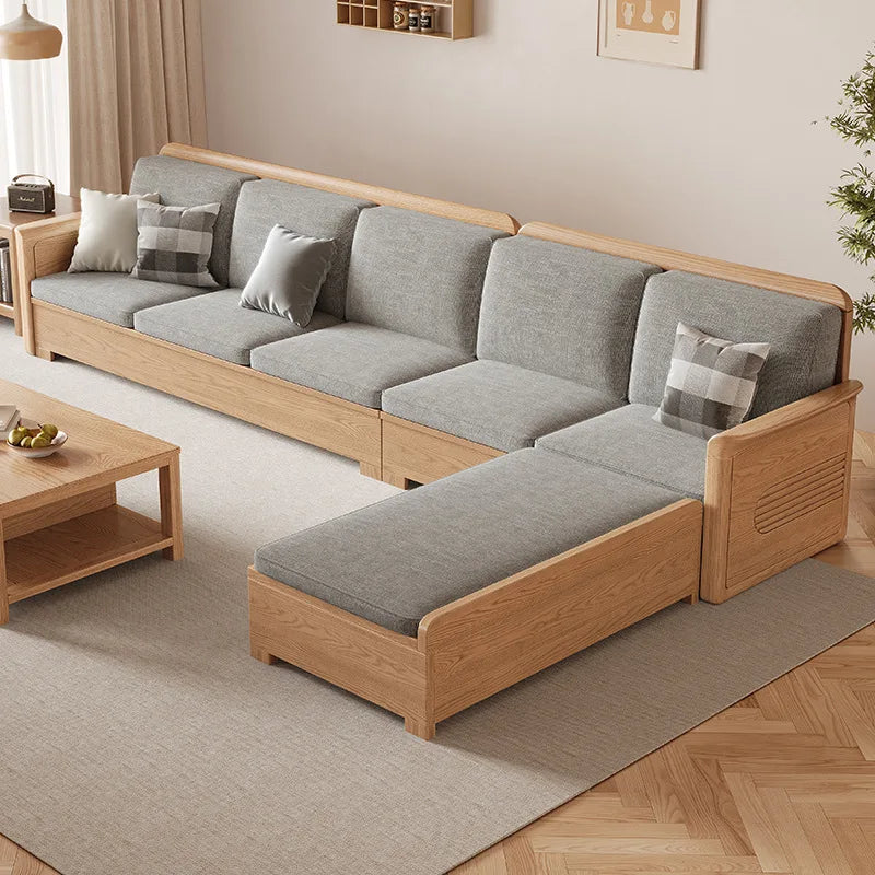 Nordic Ash Wood Fabric Sofa