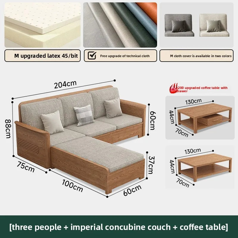 Nordic Ash Wood Fabric Sofa