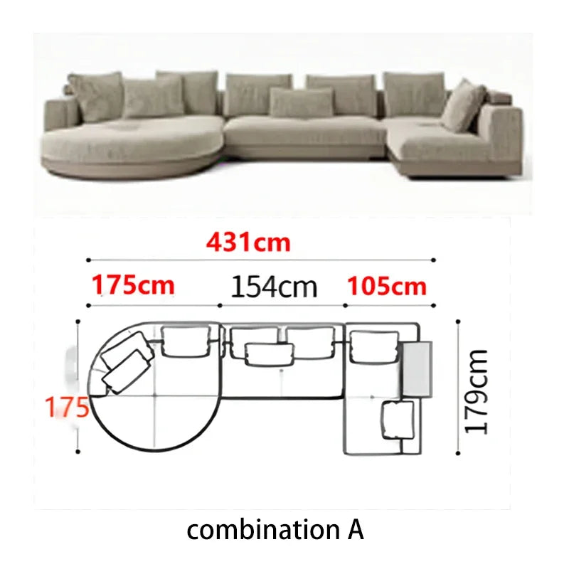 Italian Minimalist Cotton Linen Sofa