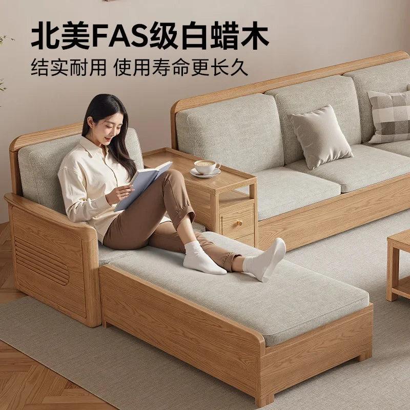 Nordic Ash Wood Fabric Sofa