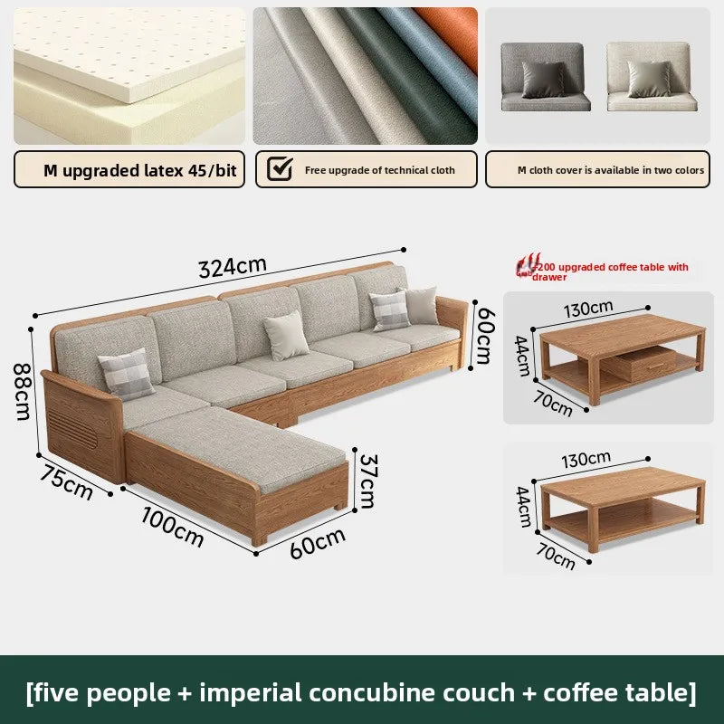 Nordic Ash Wood Fabric Sofa