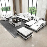Italian Leather Sectional Sofa with Massage