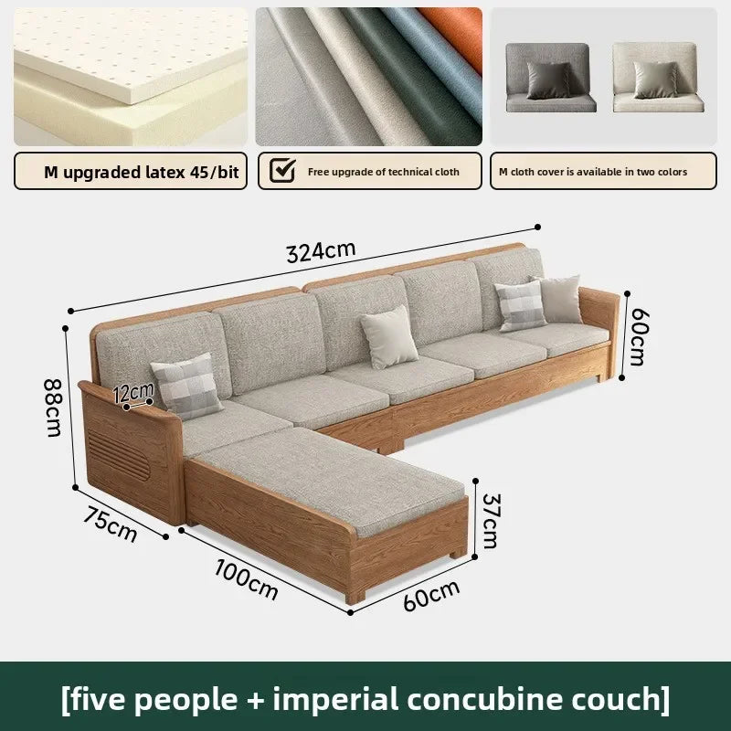 Nordic Ash Wood Fabric Sofa