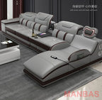 Italian Leather Sectional Sofa with Massage